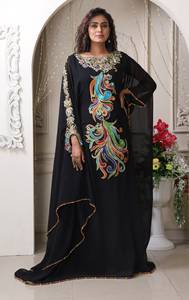 Caftán Marroquí 2024, Vestido Largo de Gasa Estilo Dubai, Vestidos de Mujer con Lentejuelas, Cristal, Bordado Natural y Cinta Dorada - Product Image 4