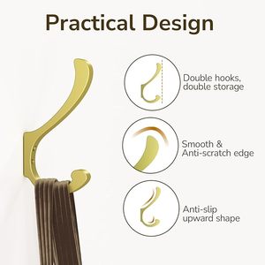 Heavy-Duty Aluminium Large Coat Hanger <b>Chrome</b> Coat <b>Hooks</b> Wall Mount for Clothing Keys Bags Hats-for Office Use - Product Image 4