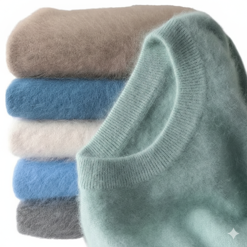 Men's Autumn Winter Crewneck Pullover Cashmere Plus Size Anti-Pilling 500g Thickened Knitted Wool Solid Regular Sleeve 12GG