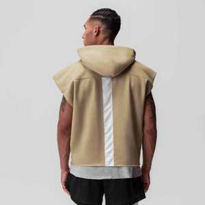 Vente en gros OEM Gilet à capuche de gym pour hommes 100% coton Débardeur sans manches Gilet d'entraînement avec impression personnalisée motif 3D - Product Image 6