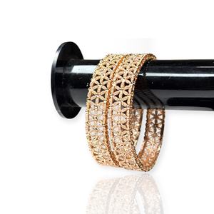 Rose <b>Gold</b> Plated Net Pattern Trendy Bangles Elegant Bridal Wedding & Festive Wear Premium Imitation Jewellery at Wholesale Price - Product Image 3