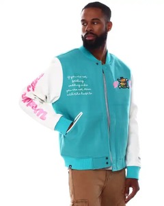 แจ็คเก็ตหนังผู้ชายวินเทจย้อนยุคย้อนยุคผ้าฝ้ายระบายอากาศปักตัวอักษรเสื้อเบสบอล - Product Image 4