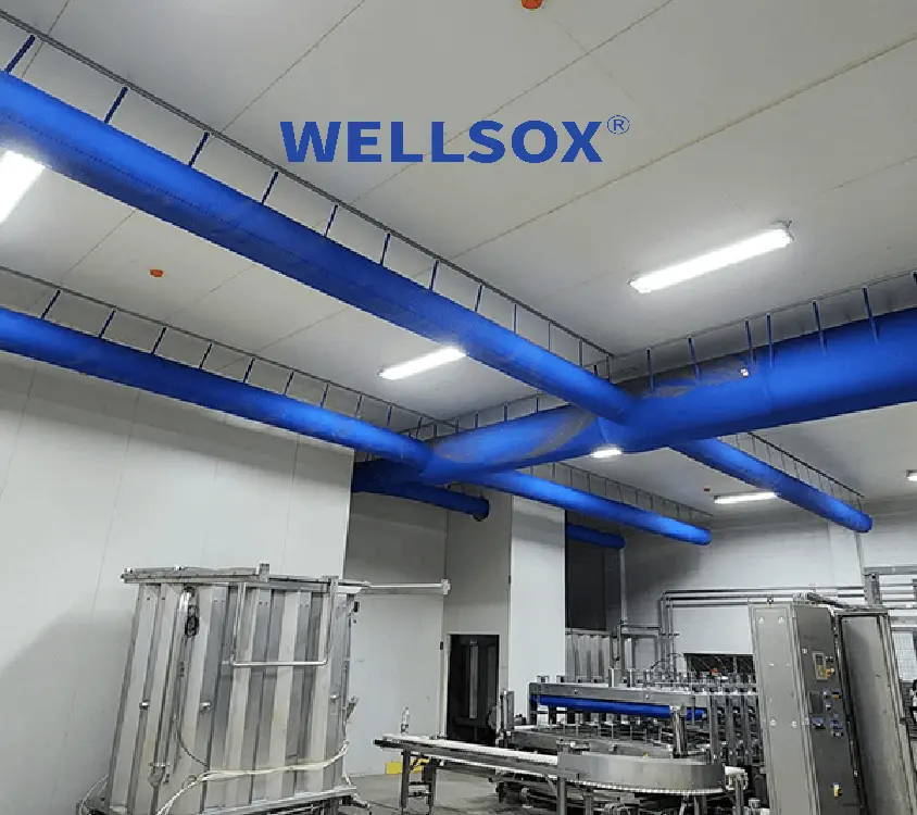 Fabric HVAC Ductwork Customized Textile Ventilation Duct Aesthetics Fabric Air Duct for Production Workshop