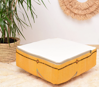 Jaune Cactus Soie Tapis Pouf Marocain À La Main Carré Ottoman Traditionnel Décor À La Maison pour Chambre En Plein Air Bohème Soie Coussins