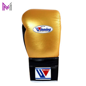 Gants de MMA sur mesure de haute qualité, gants de boxe d'entraînement dorés, à lacets, poignet en cuir 100% original avec votre nom - Product Image 3