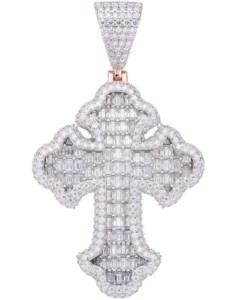 D'vins Jewels จี้เพชรแบบกอธิคแบบไขว้14K โรสโกลด์ชุบของขวัญสำหรับทั้งชายและหญิงได้รับการรับรอง - Product Image 4