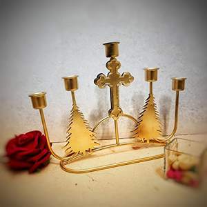 Bystreet Artisans Unique Pine <b>Tree</b> Cross <b>Christmas</b> Decorations Metal Glass Table Top Centerpiece <b>Candle</b> Stand Elegant <b>Christmas</b> - Product Image 4