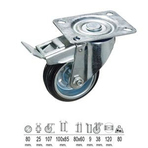 Ruota Industriale in Gomma Nera con Freno 80 mm - Product Image 1