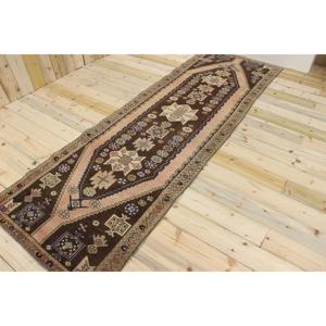 Tapis de 3,2 x 9,9 pieds, tapis turc vintage, tapis rayé marron - Product Image 1
