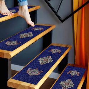 Tapis bleu, tapis à motifs ethniques, tapis Oushak, tapis moderne, tapis imprimé - Product Image 3