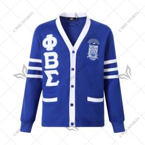 Casual Versatile Red White & <b>Black</b> Embroidery logo Cotton Sorority and Fraternity Knitted Sweater Women <b>Cardigan</b> - Product Image 1