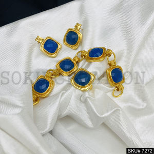 Dernier collier à la mode en laiton plaqué or avec pierre turquoise Design personnalisé bijoux de mode pour femmes filles pour les mariages - Product Image 2