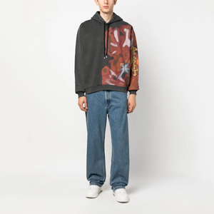 Vente chaude hommes sweat à capuche en coton à la mode décontracté cordon capuche partout Graffiti impression goutte épaule perlée hommes à capuche - Product Image 4