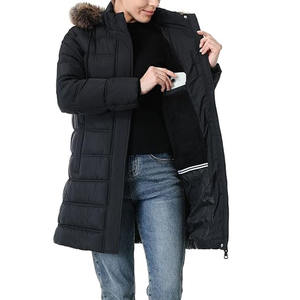 Manteaux Trench Unisexe Casual Solide Fermeture Éclair Col Montant Manches Longues Respirant Logo Avant Long Manteau Puffer Hiver - Product Image 6