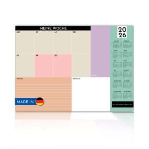 Planificateur hebdomadaire 2026 avec design color block, calendrier de bureau en papier avec 25 feuilles détachables - Product Image 5
