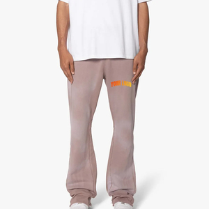 Pantalon de survêtement décontracté en molleton polyester/coton imperméable pour homme, 380 GSM, jambe droite, délavage délavé, coupe classique - Product Image 1