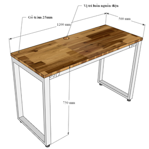 120x50cm Acacia Wood <b>Desk</b> with Iron Legs Rectangular System HBWD042 Stylish <b>Computer</b> <b>Desk</b> - Product Image 6