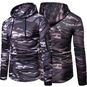 Sudadera con capucha personalizada de algodón 100% con cierre de cremallera, diseño estampado en relieve, forro abullonado, Sudadera con capucha de camuflaje para caza de invierno, teñida lisa - Product Image 1