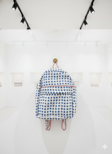 กระเป๋าเป้สะพายหลังทำมือจากอินเดีย สีขาว ลายควิลท์ ปิดด้วยซิป น้ำหนักเบา บุด้วยผ้าฝ้ายออร์แกนิค สไตล์โบฮีเมียน เหมาะสำหรับไปโรงเรียน ท่องเที่ยว ของขวัญสำหรับเธอ - Product Image 3