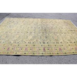 Alfombra turca Vintage clásica Beige verde 7,6X11,8 pies hecha a mano de lana Patchwork rectángulo diseño de pasillo alfombra de noche de látex para adolescentes - Product Image 3