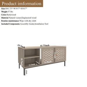Handmade Elegant Veener Weaving Design Coffee <b>Table</b> <b>with</b> 4 Sliding Doors Rectangular Wooden Center <b>with</b> Symmetrical Storage new - Product Image 1