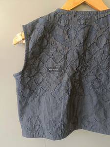 Chaleco corto de algodón sin mangas acolchado Vintage para mujer, prendas de vestir exteriores de retazos con bolsillos, temporada de primavera personalizable - Product Image 5