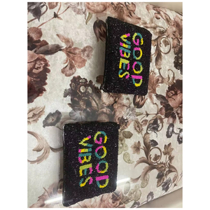 Monedero con cuentas Good Vibes Mini monedero de lona duradero y hermoso con cierre de cremallera - Product Image 2