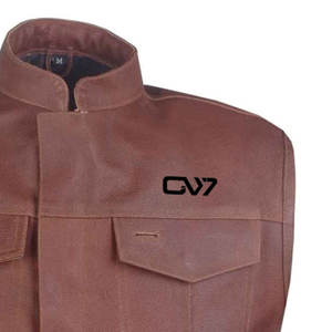 Gilet en cuir de couleur marron pour hommes veste de motard classique sans manches avec fermeture à glissière ou bouton logo personnalisé disponible - Product Image 5