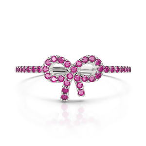 Jeulia Chic <b>Thin</b> Bow <b>Ring</b> Sterling Silver Pave Setting Gold Plated Adjustable - Product Image 2