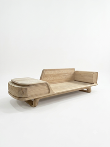 Canapé-lit semi-circulaire rembourré de style nordique en chêne moderne avec accoudoirs rembourrés de MT Furniture pour salon et hôtel - Product Image 6