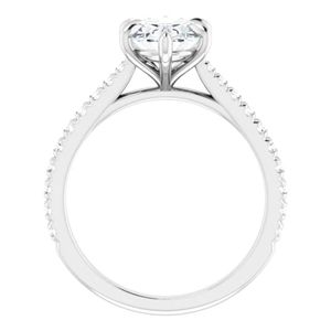 Bague solitaire en diamant de laboratoire taille cathédrale ovale à 6 griffes en or blanc - Product Image 3