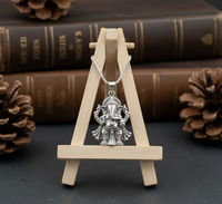 Collier pendentif Ganesha plaqué or rose, cadre rond, charme du dieu éléphant hindou, bijoux spirituels faits à la main