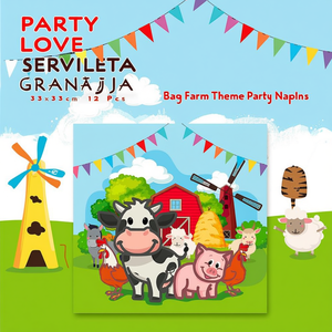 Servilletas de Fiesta con Diseño de Granja, 33x33cm, Paquete de 12 Unidades - Product Image 3