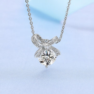 طقم سلسلة من الخرز الترقوة بفيونكة فاخرة شكل كرة قلادة قصيرة من الفولاذ المقاوم للصدأ مطلية بالفضة للحفلات للنساء - Product Image 3