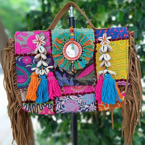 Banjara Women's Evening Shoulder Tote Embroidered Mirror Work <b>Fabric</b> Clutch Sling <b>Bag</b> Wedding <b>Gift</b> 'For Her' Kumkum Fashions - Product Image 1