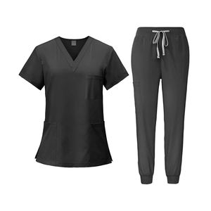 Premium Womens Medical Scrubs Summer Set Col En V À Manches Courtes Uniforme Léger Confortable 2 Way Stretch Spandex Design. - Product Image 3