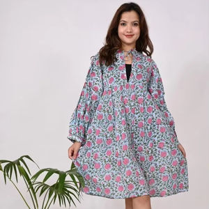 Fait à la main indien bloc de coton imprimé robe d'été élégant Boho mariage invité tenue nouvelle tenue décontractée à la mode personnalisé avant mariée - Product Image 1