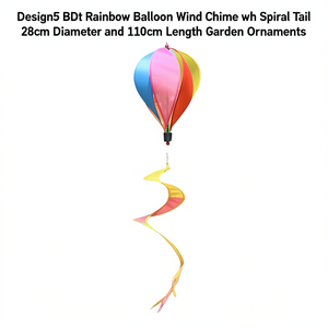 Carillon éolien Design5 Bdt en forme de ballon arc-en-ciel avec queue en spirale, diamètre 28 cm et longueur 110 cm, décorations de jardin - Product Image 2