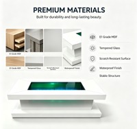 Table basse intelligente de luxe moderne avec foyer électrique, charge sans fil et haut-parleur Bluetooth