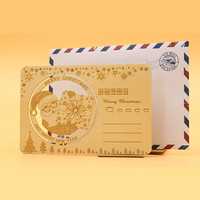 Carte postale en bois avec motif animal creux, écologique, carte de vœux créative 3D pop-up, cadeau artisanal pour anniversaire, Noël, fête