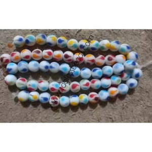 Perles faites à la main en forme de coeur chalumeau vert et blanc motif Chevron perles de verre finition cristal pour la fabrication de bijoux - Product Image 6