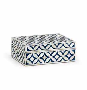 Boîte à bijoux rectangulaire en bois sculptée à la main avec incrustations osseuses, style moderne américain, écologique, hermétique et légère - Product Image 1