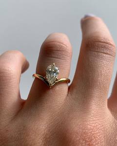 Bague en diamant solitaire taille poire laboratoire cultivé diamant bague de fiançailles 1.30 CTW Lab créé bague de mariage 14k or jaune massif - Product Image 1