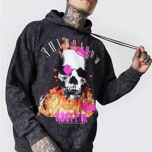 Sweat à capuche d'hiver en polyester/coton de bonne qualité, lavé à l'acide, Streetwear, impression numérique, lavé à la pierre, vintage, fabricant OEM - Product Image 4
