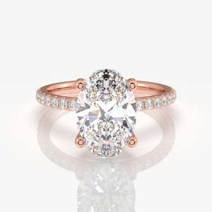 Oval Cut Moissanite Pave 14K Solid Gold Rhodium Plated Women's Engagement <b>Ring</b> Elegant and Luxurious - Product Image 6