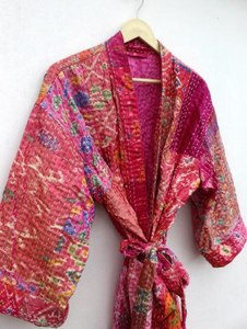 Nouveauté veste de couette indienne Kantha faite à la main Kimono veste matelassée ouverte à l'avant pour femme - Product Image 3