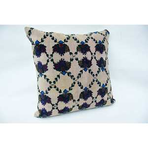 หมอนผ้าวูลสีม่วงลายวินเทจแบบวินเทจผ้าโมเสคผ้าคอตปะต่อลายองุ่น32X32นิ้วเทคนิคการทอ - Product Image 2