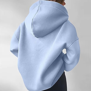 Sudaderas con capucha de algodón de lana de gran tamaño con cuello en V, suéter de manga larga, suéter informal cómodo, trajes de otoño 2025 - Product Image 6