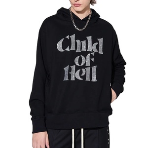 Nouveauté : Sweats à capuche personnalisés pour hommes, hiver, avec strass, 100% coton mélangé, teinture unie - Product Image 3