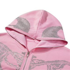 เสื้อมีฮู้ดแบบรูดซิปสำหรับผู้ชายเสื้อฮู้ดแบบรูดซิปเต็มหน้าทำจากผ้าฝ้ายพิมพ์โลโก้แบบกำหนดเอง100% - Product Image 3